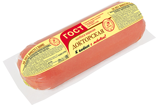 Колбаса Докторская ГОСТ вареная, в целлофане